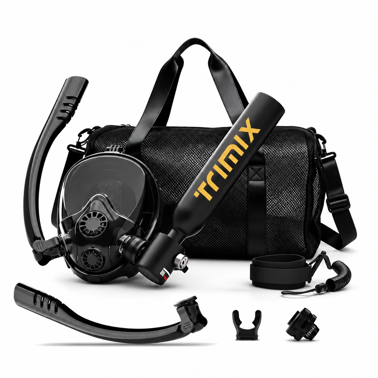TRIMIX T-500SM Black 0.5L mask kit with foldable mesh carry bag, without the optional small scuba refill adapter