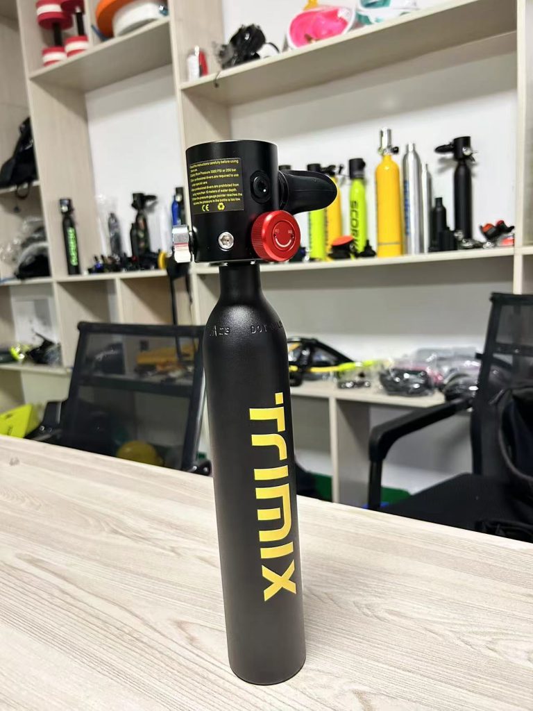Black TRIMIX cylinder on a table