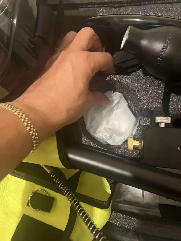 Customer unpacking equipment from a case