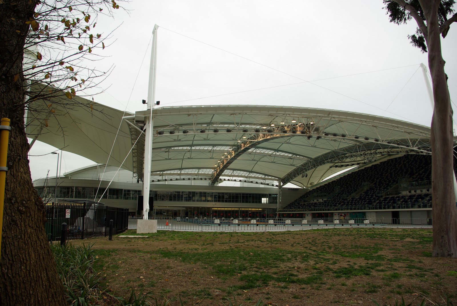 Historical view of the outdoor pool structure at Melbourne Sports and Aquatic Centre, photographed in June 2007.