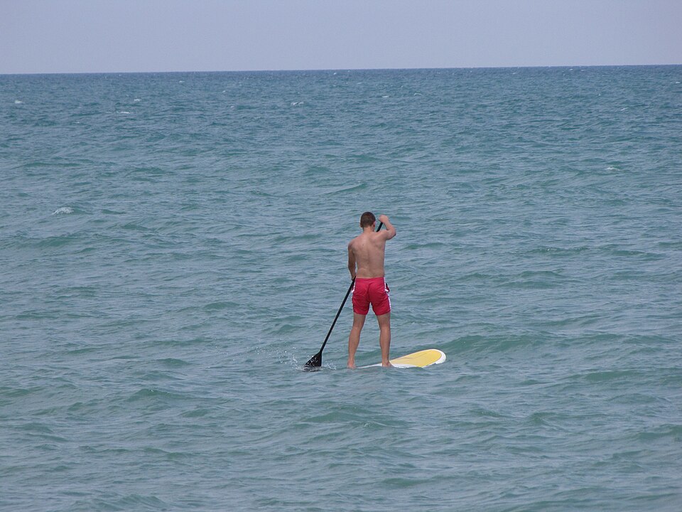 Paddleboarder on Lake Michigan