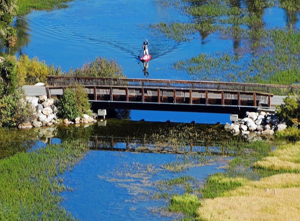 Paddleboarder at Twin Lakes in California