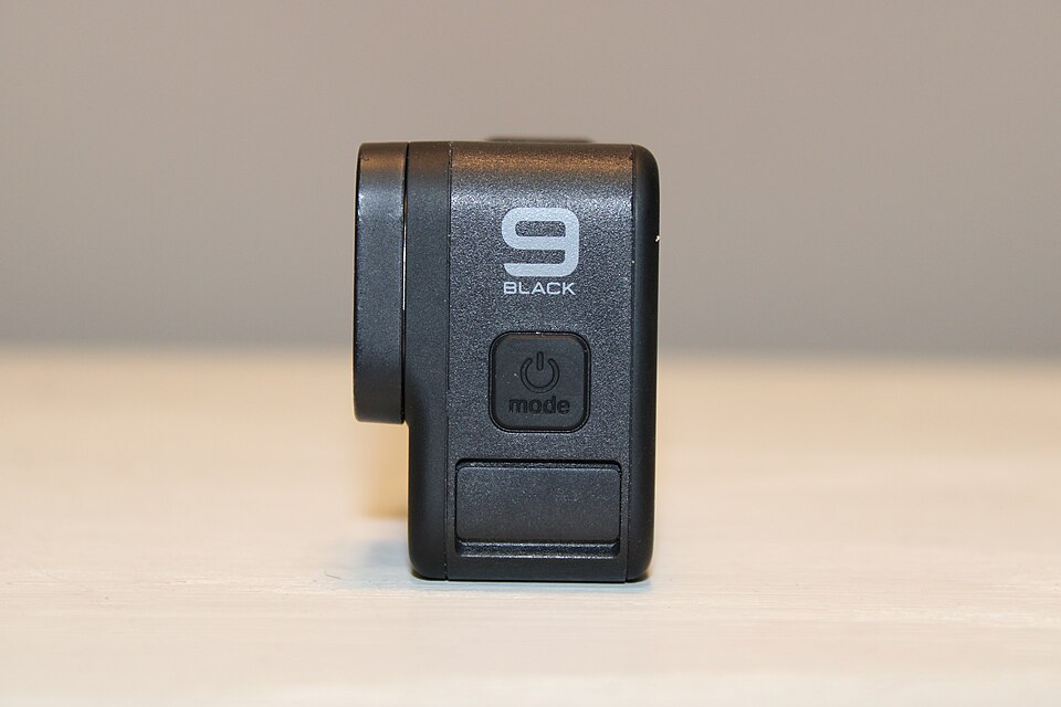 Side view of a GoPro HERO9 Black camera